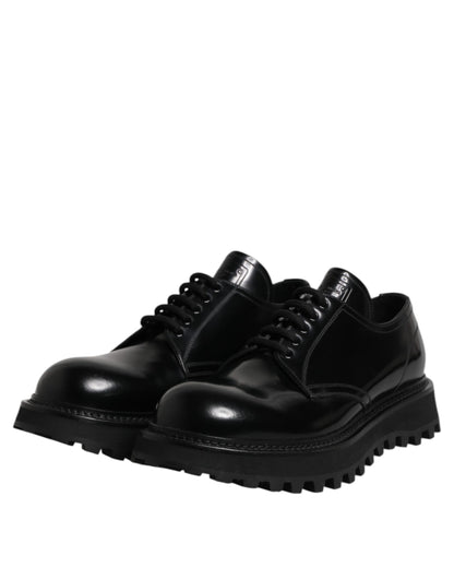 Black Calf Leather Hi-Trekking Derby Shoes