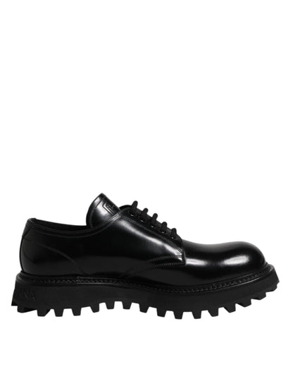 Black Calf Leather Hi-Trekking Derby Shoes