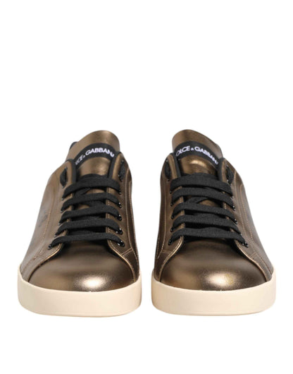 Gold Portofino Calf Leather Sneakers Shoes