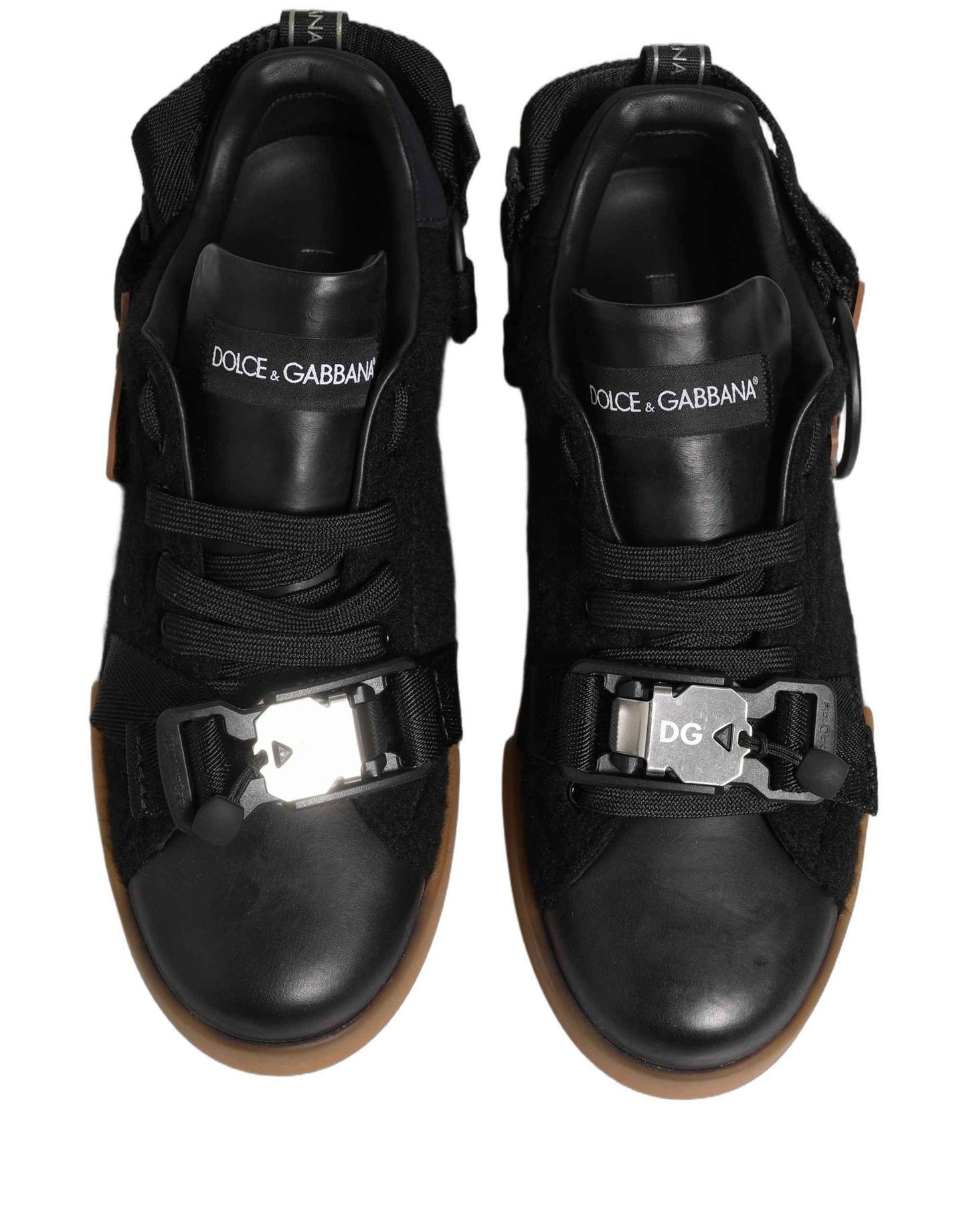 Black Felt Leather Low Top Sneaker Shoes