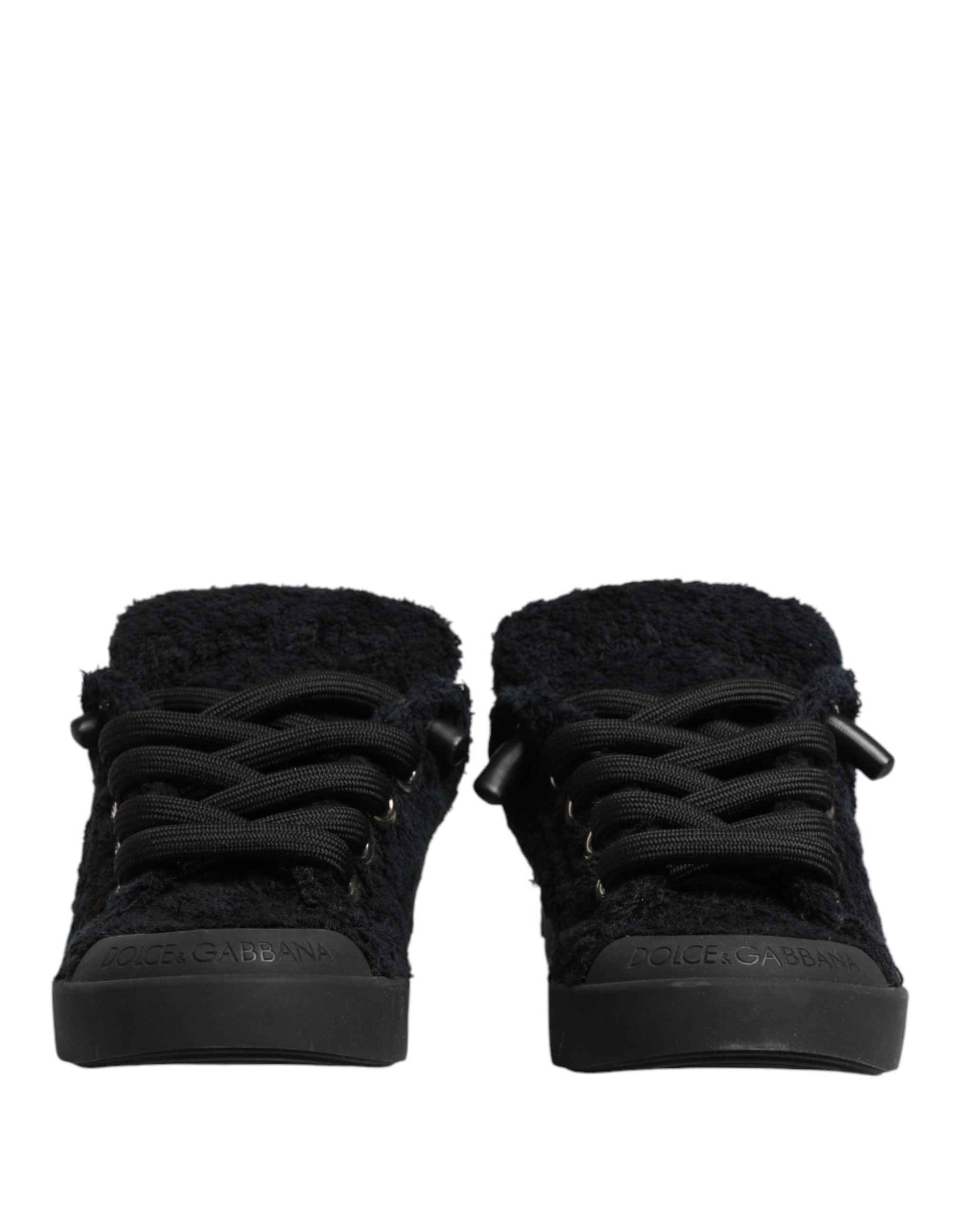 Black Portofino Lace-Up Sneakers Shoes