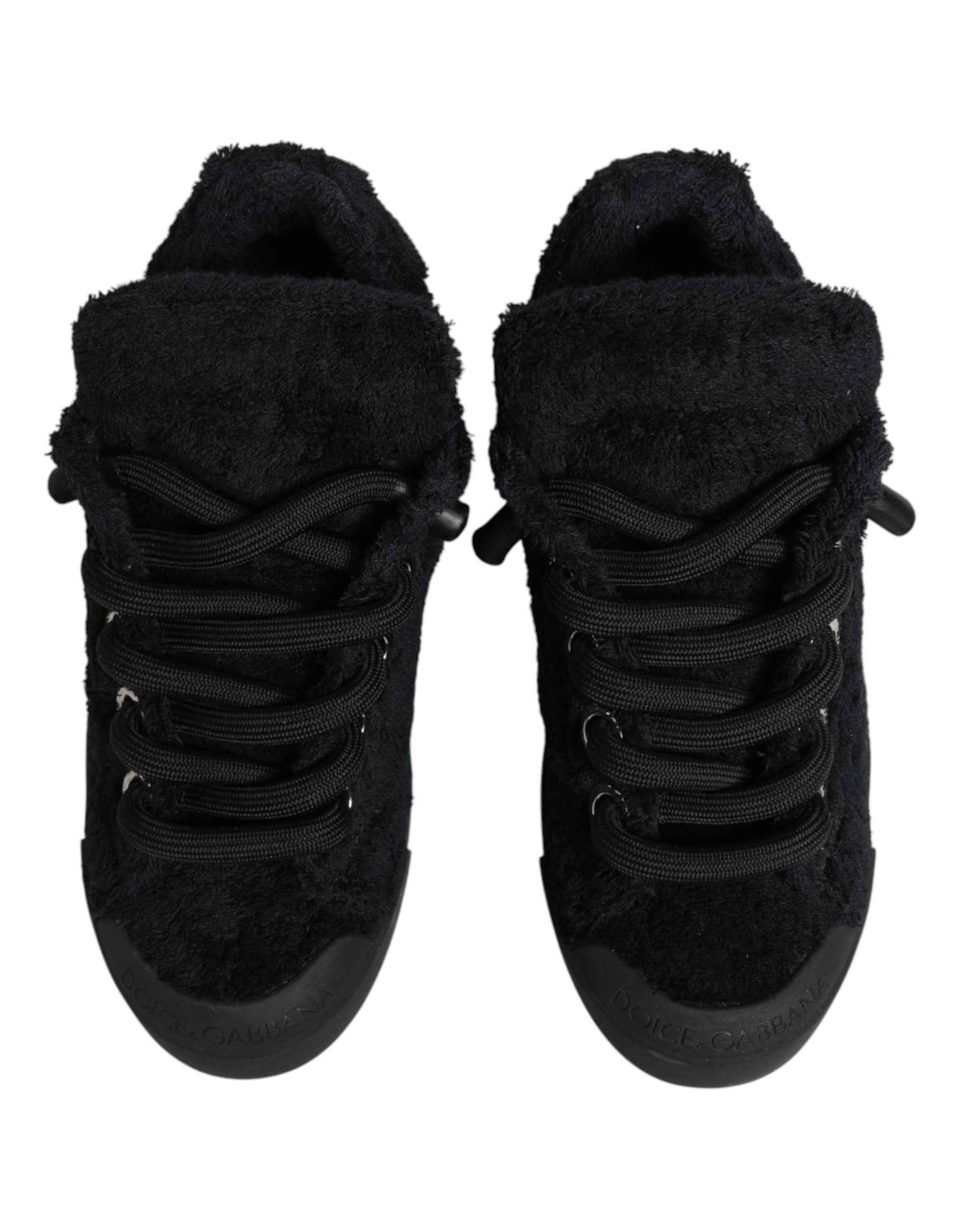Black Portofino Lace-Up Sneakers Shoes