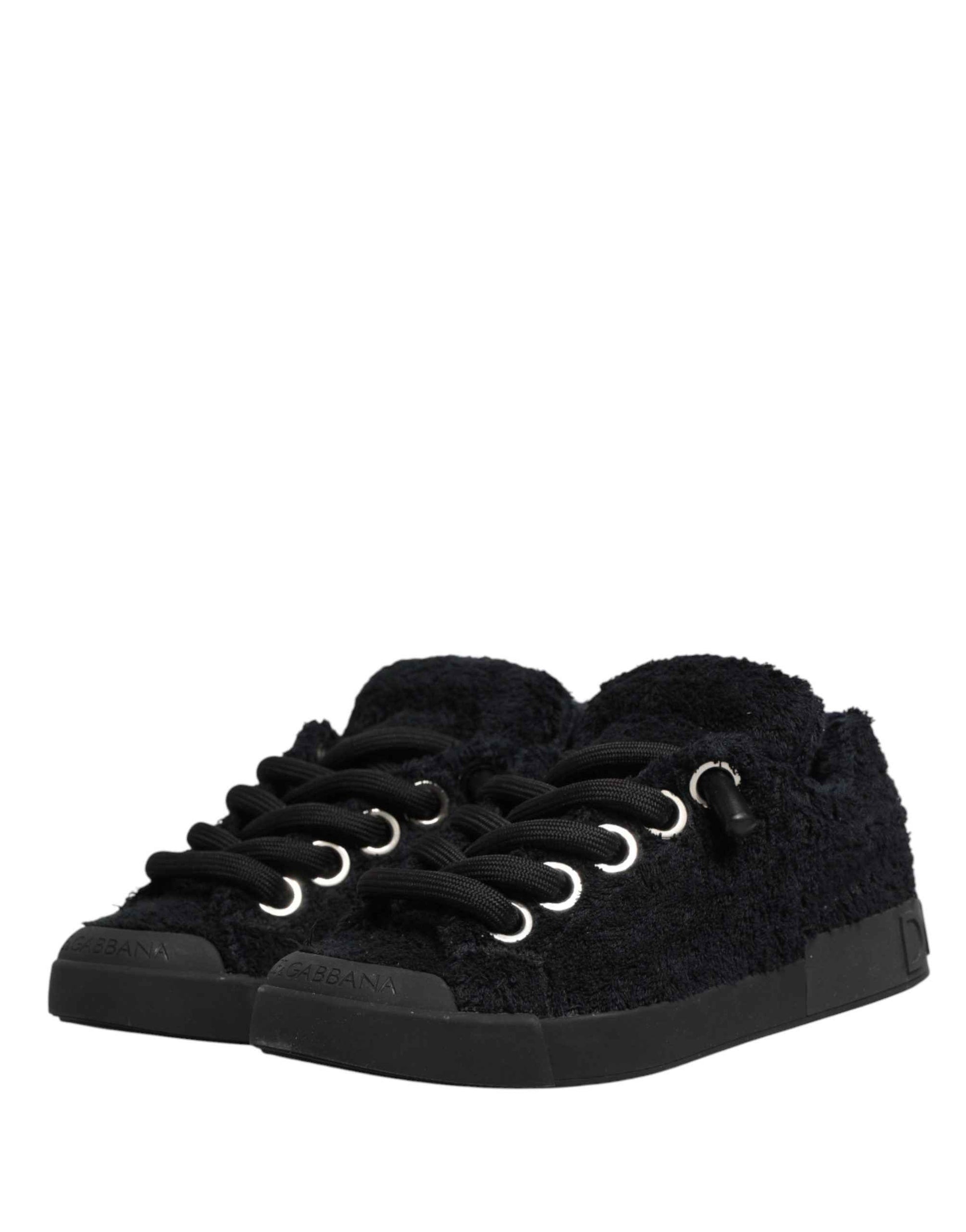 Black Portofino Lace-Up Sneakers Shoes