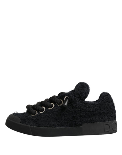 Black Portofino Lace-Up Sneakers Shoes