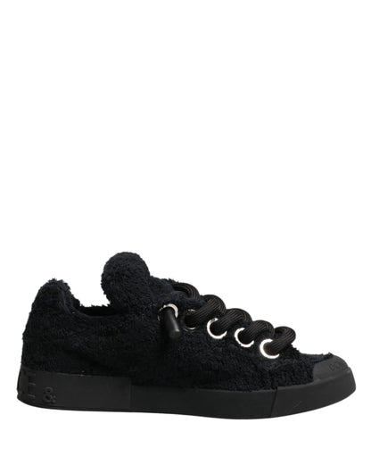 Black Portofino Lace-Up Sneakers Shoes