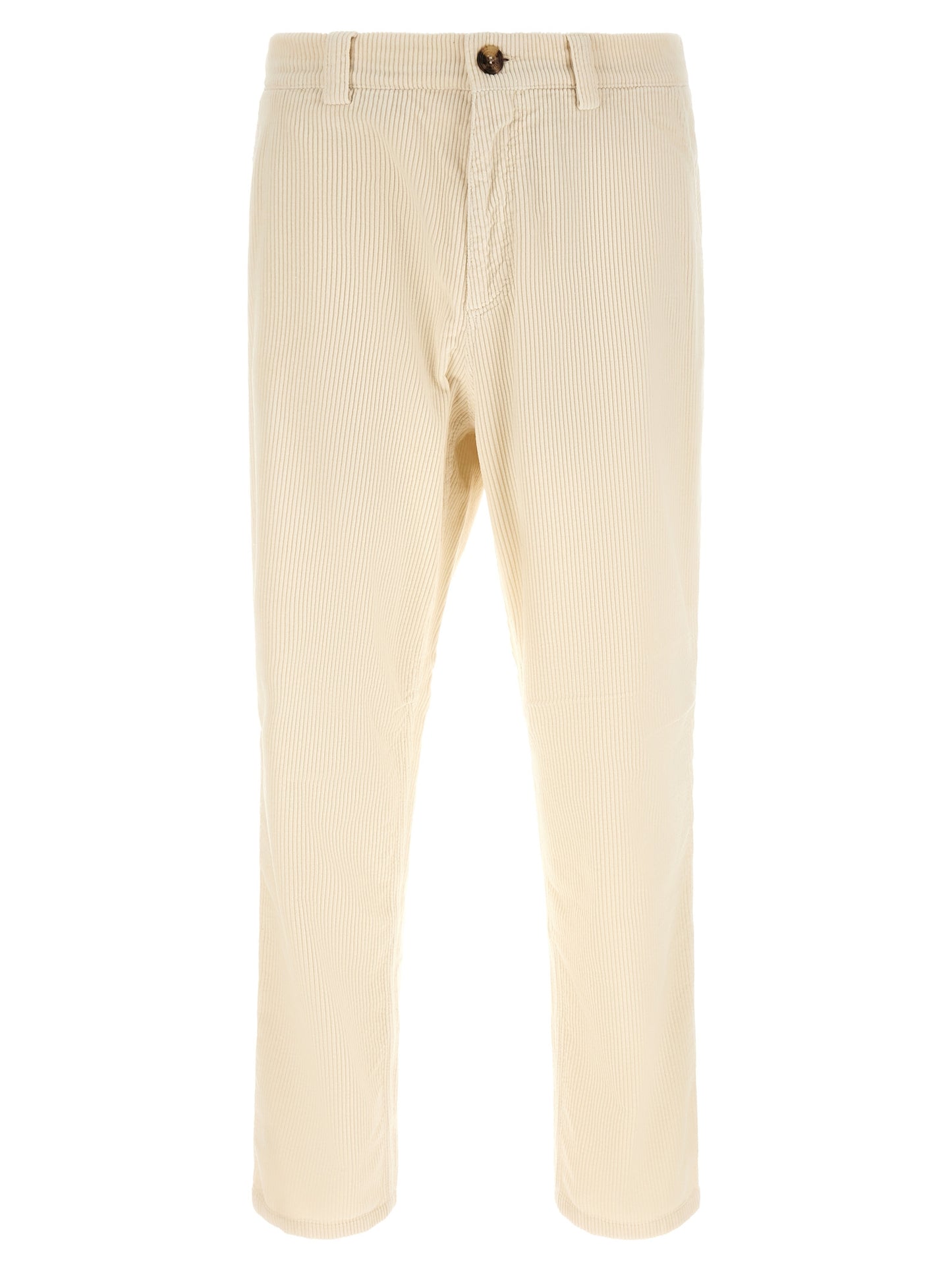 Beige Cotton Casual Pants