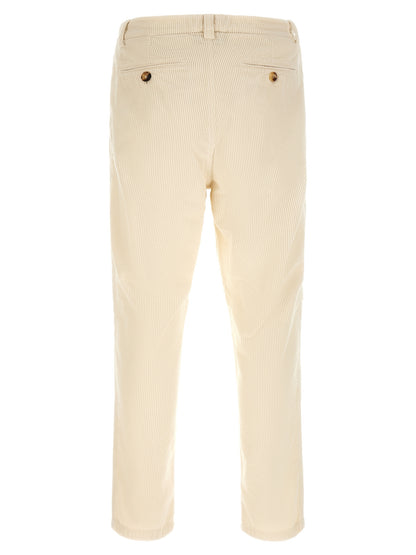 Beige Cotton Casual Pants