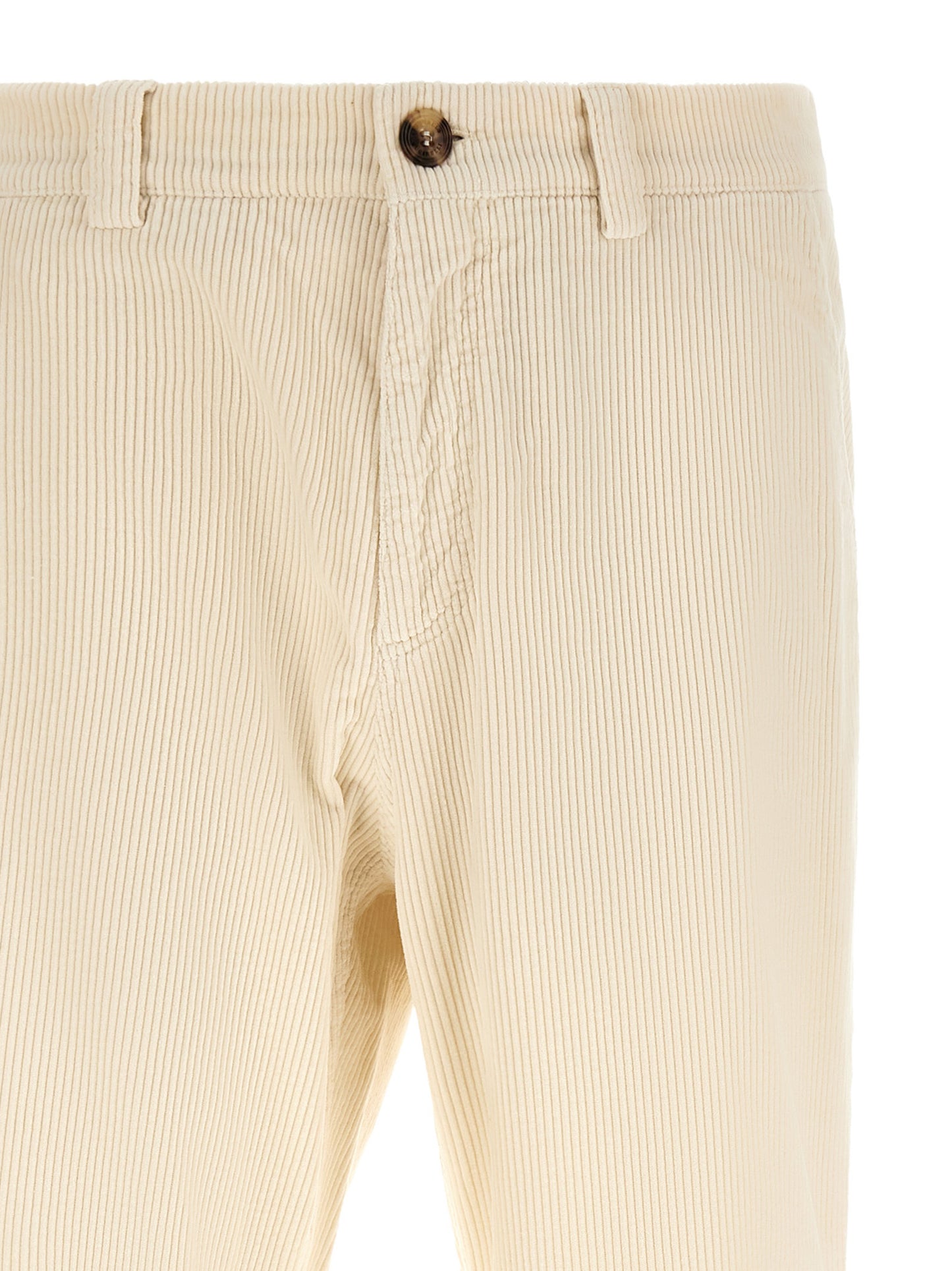 Beige Cotton Casual Pants