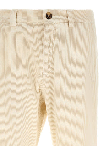 Beige Cotton Casual Pants