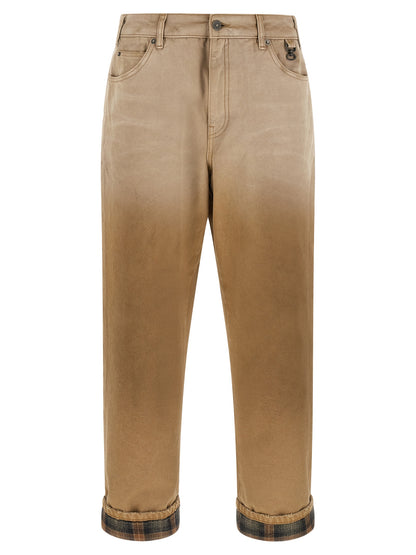 Beige Cotton Casual Pants