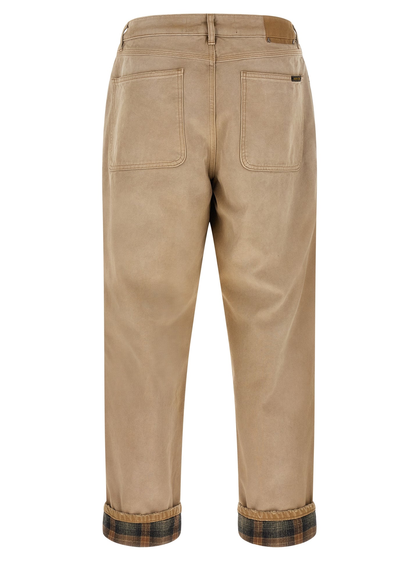 Beige Cotton Casual Pants