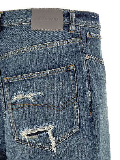 Blue Cotton Relaxed Fit Jeans