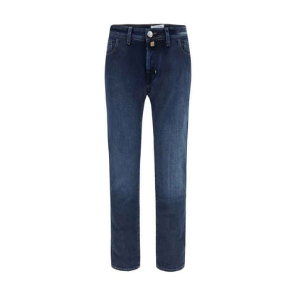 Blue Cotton Tapered Jeans
