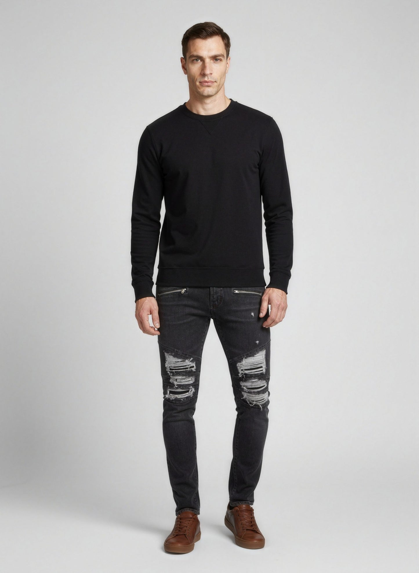 Black Cotton Slim Fit Jeans
