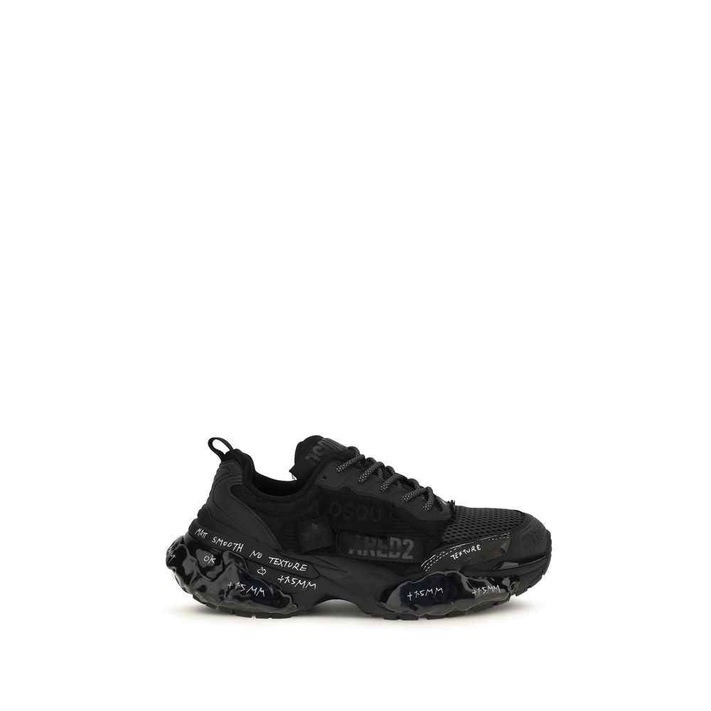 Black Polyester Athletic Sneakers