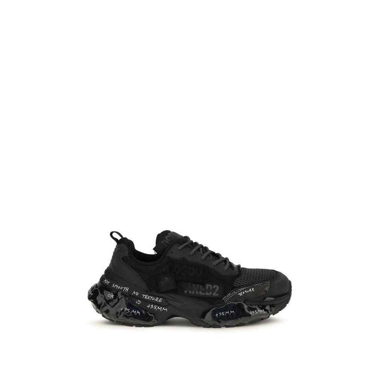 Black Polyester Athletic Sneakers