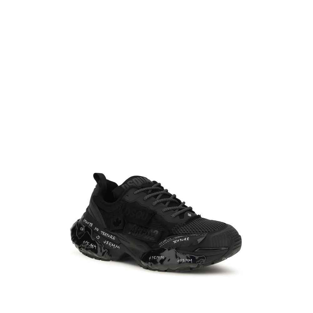 Black Polyester Athletic Sneakers