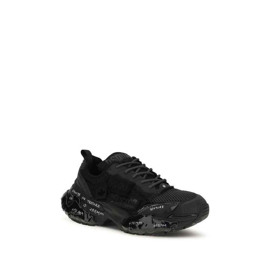 Black Polyester Athletic Sneakers
