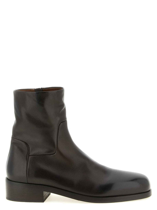 Brown Calfskin Ankle Boots