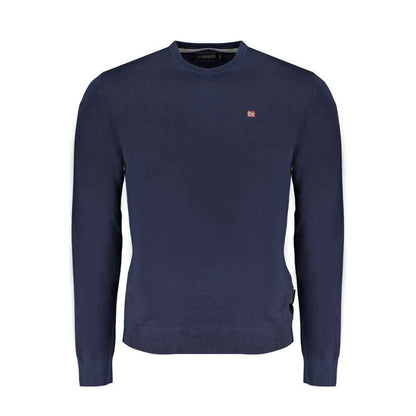 Blue Cotton Men Sweater