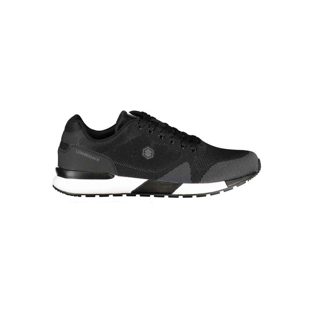 Black Polyester Athletic Sneakers