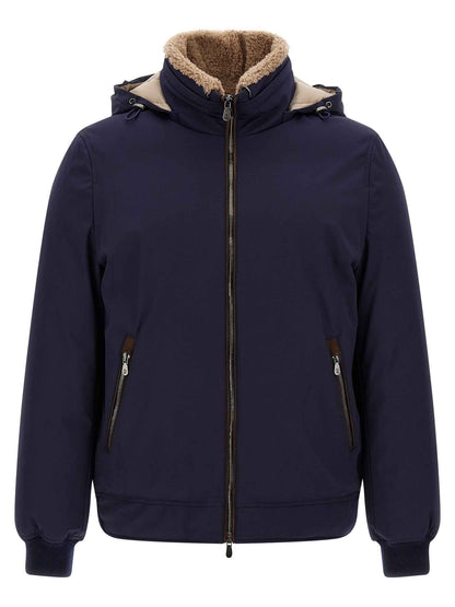 Blue Polyamide Full-Length Jacket