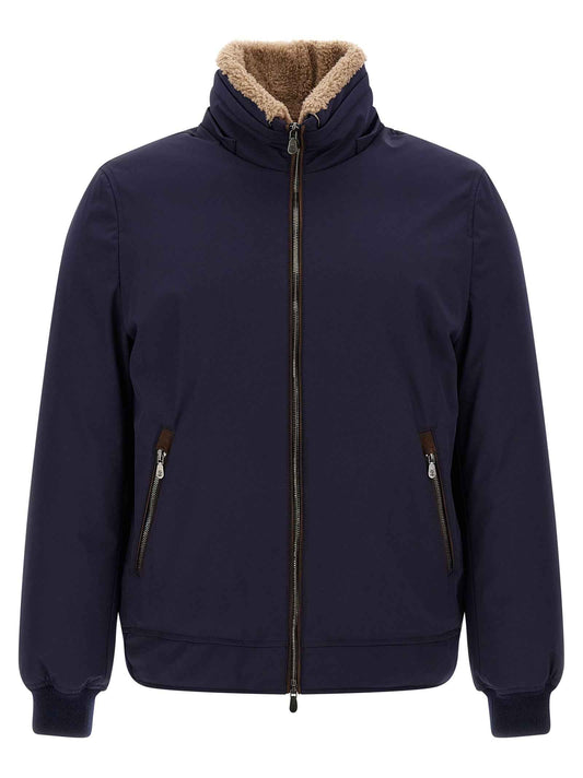 Blue Polyamide Full-Length Jacket