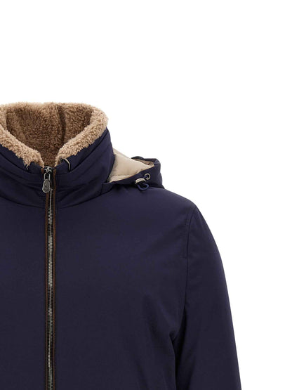 Blue Polyamide Full-Length Jacket