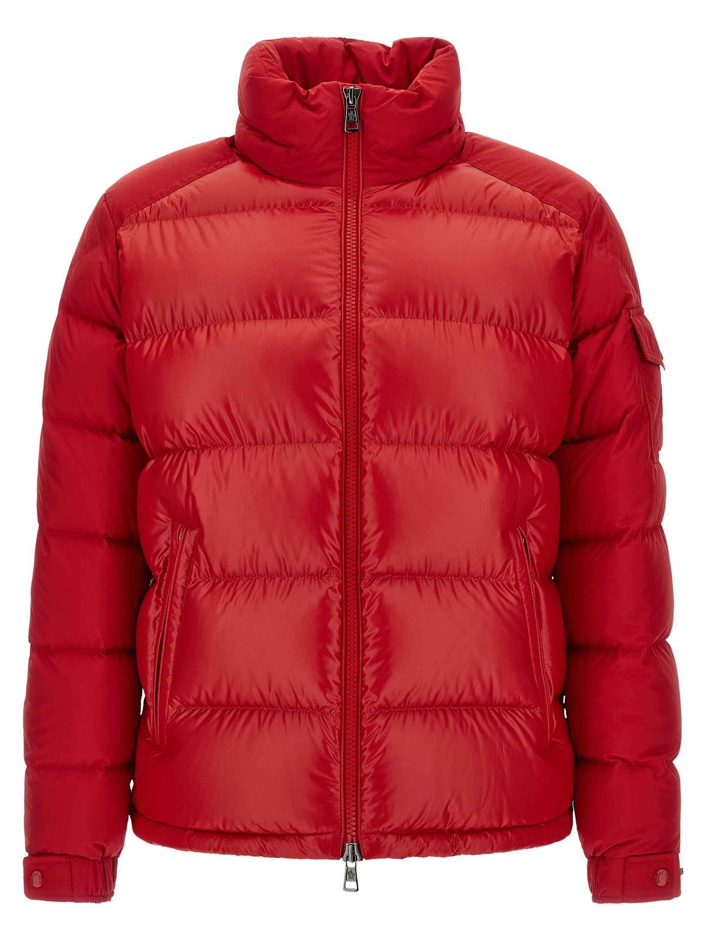 Red Polyester Full-Length Jacket