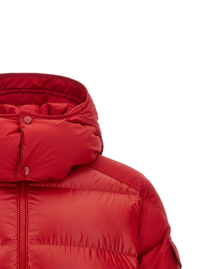 Red Polyester Full-Length Jacket