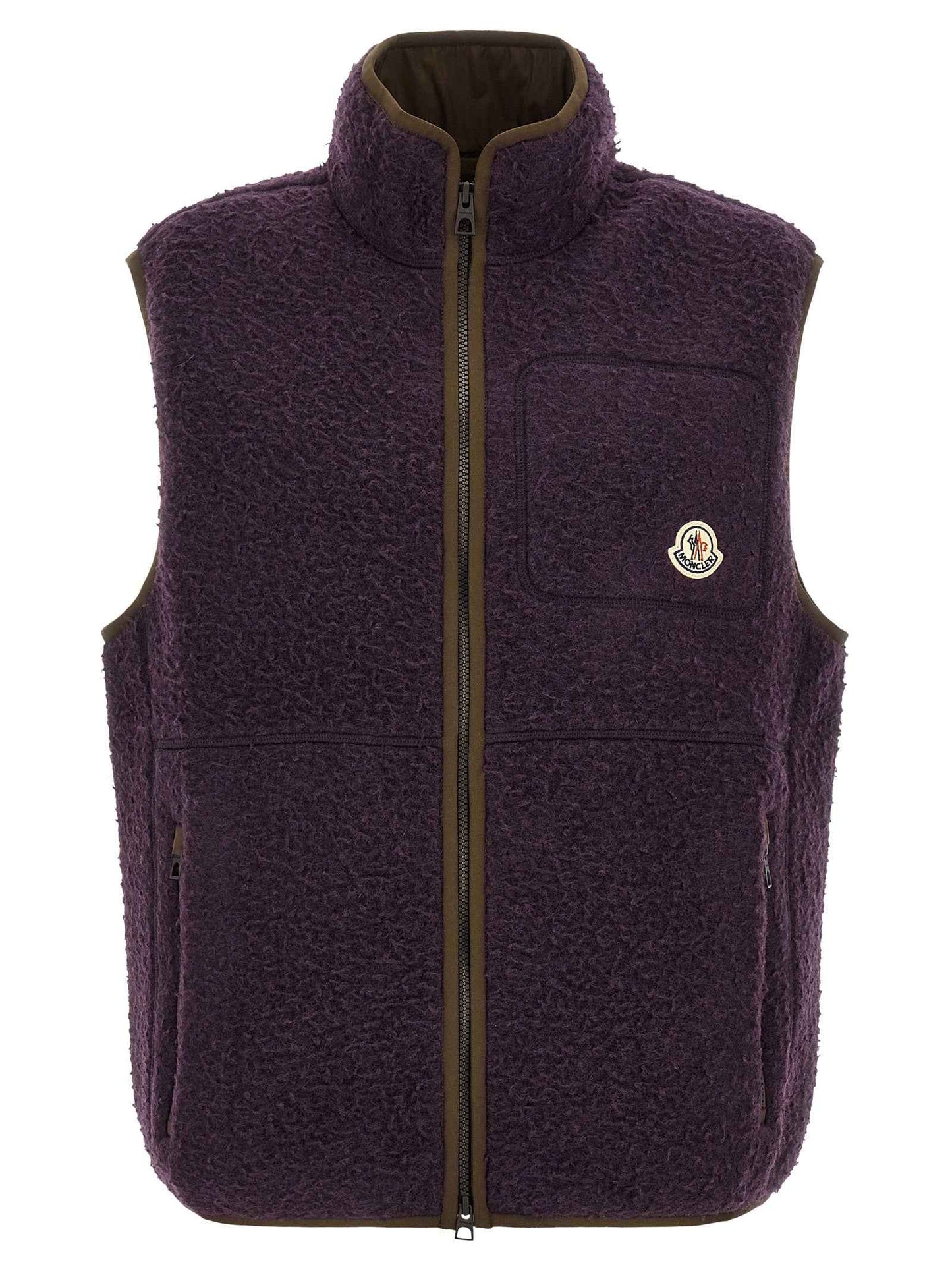 Purple Polyester Sleeveless Jacket