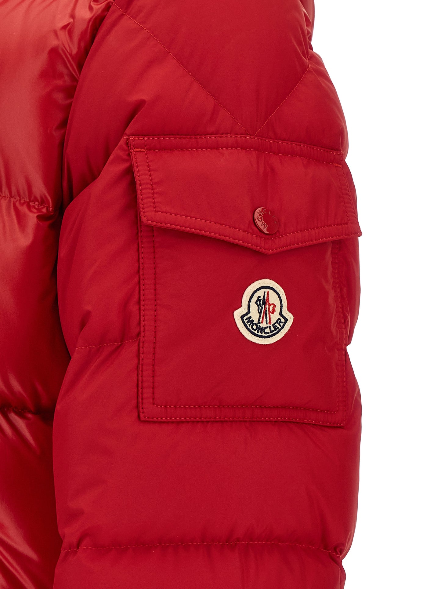 Red Polyester Full-Length Jacket