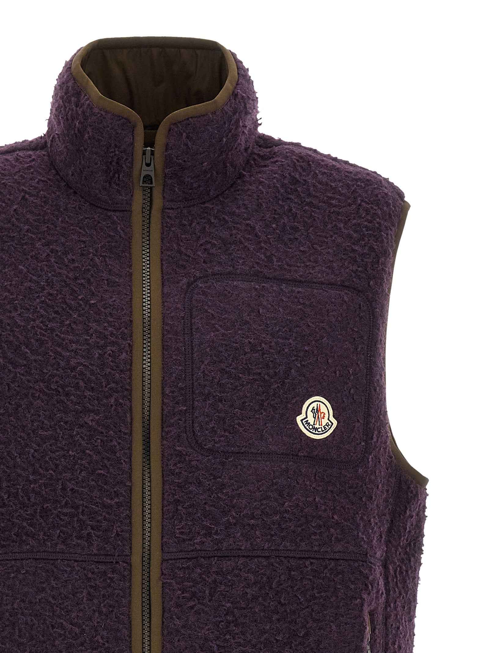 Purple Polyester Sleeveless Jacket