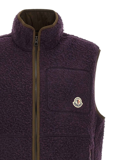 Purple Polyester Sleeveless Jacket