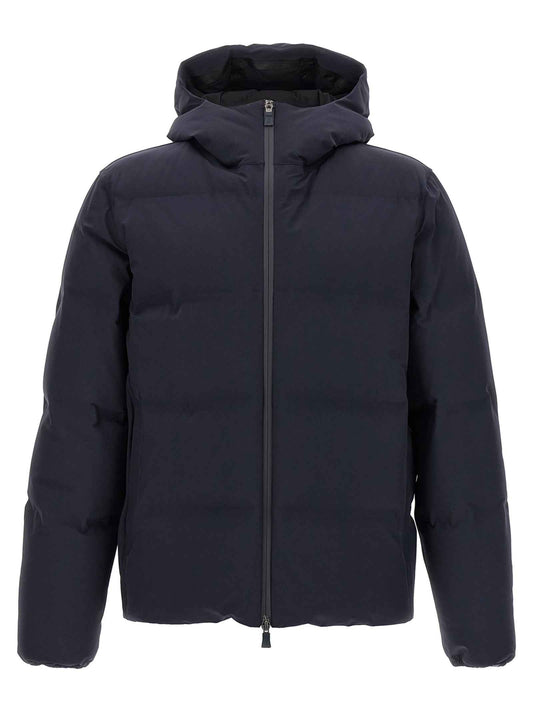 Blue Polyamide Full-Length Jacket