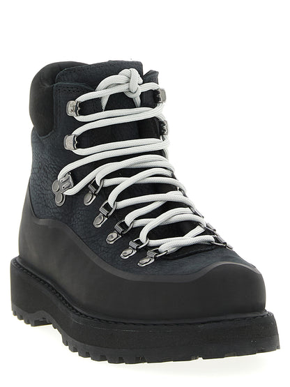 Black Cowhide Ankle Boots