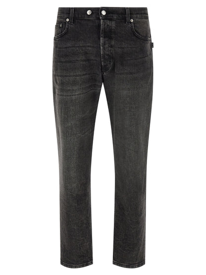 Black Cotton Cropped Jeans