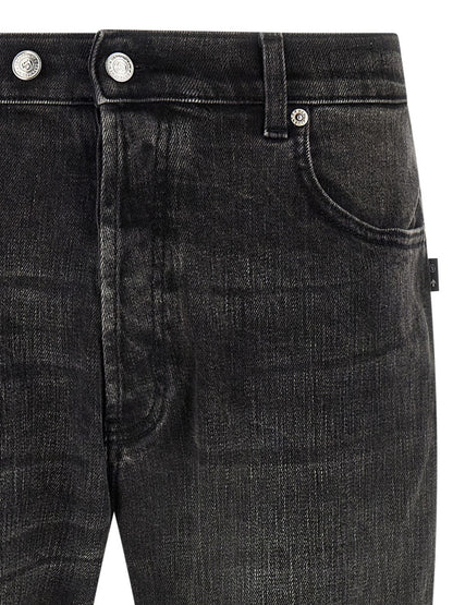 Black Cotton Cropped Jeans