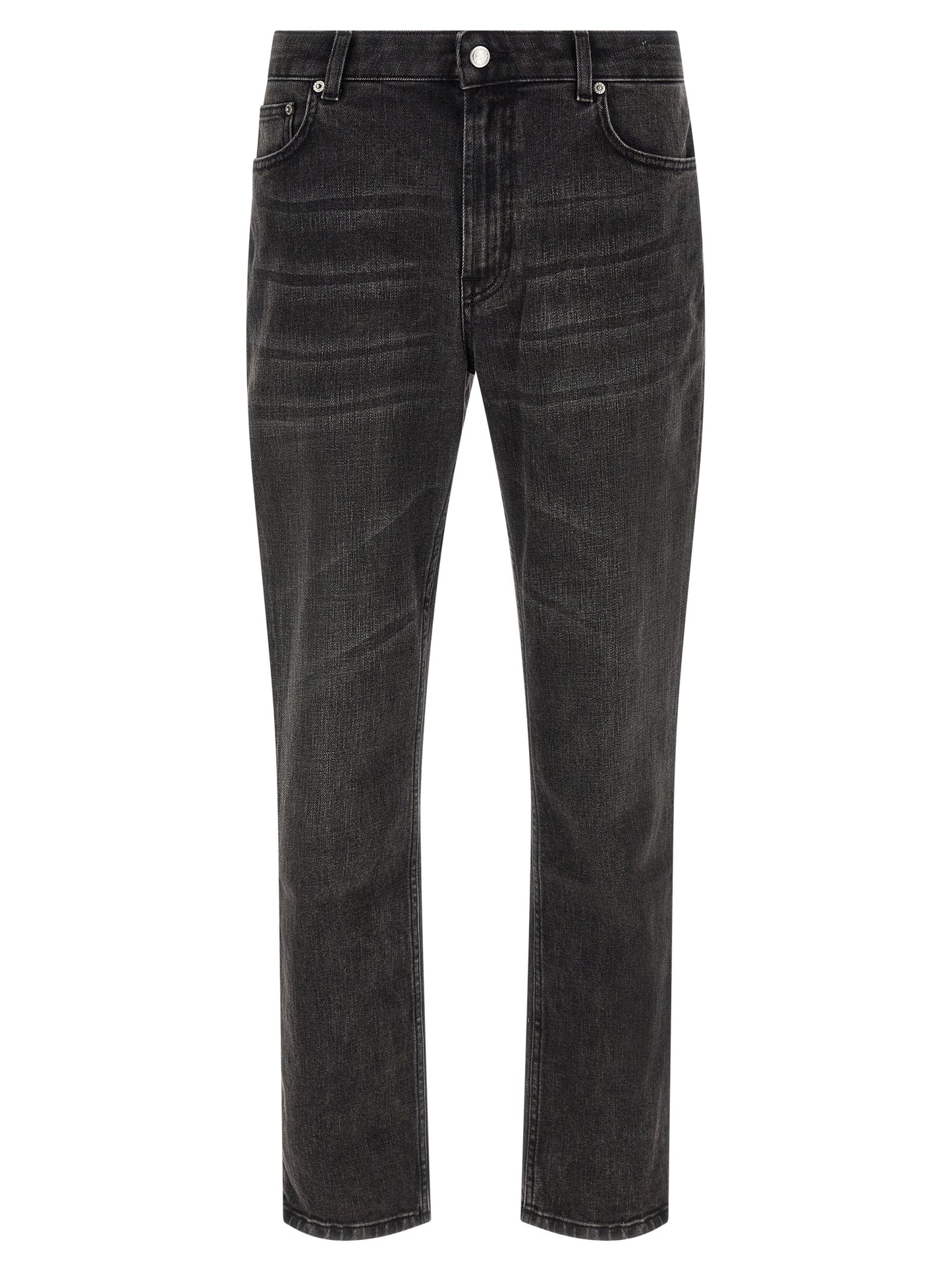 Black Cotton Straight-Leg Jeans