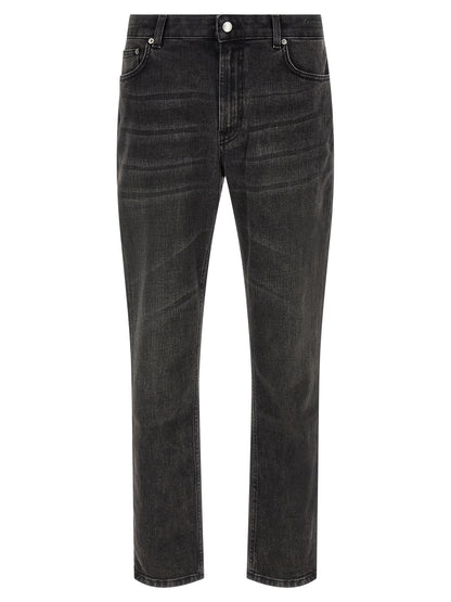 Black Cotton Straight-Leg Jeans