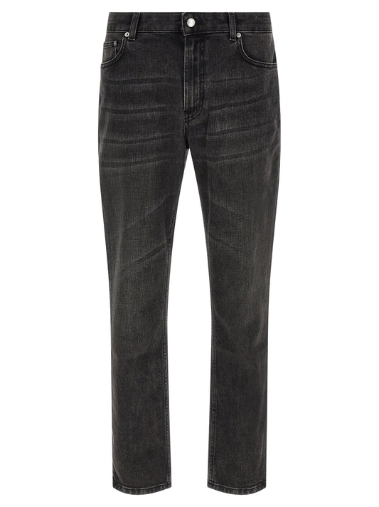 Black Cotton Straight-Leg Jeans
