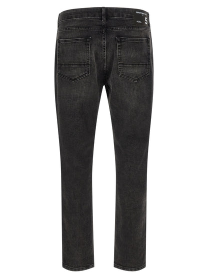 Black Cotton Straight-Leg Jeans