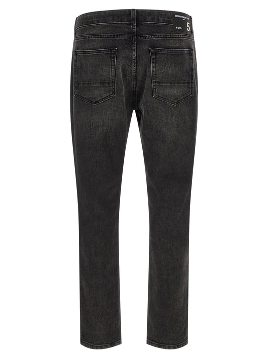 Black Cotton Straight-Leg Jeans