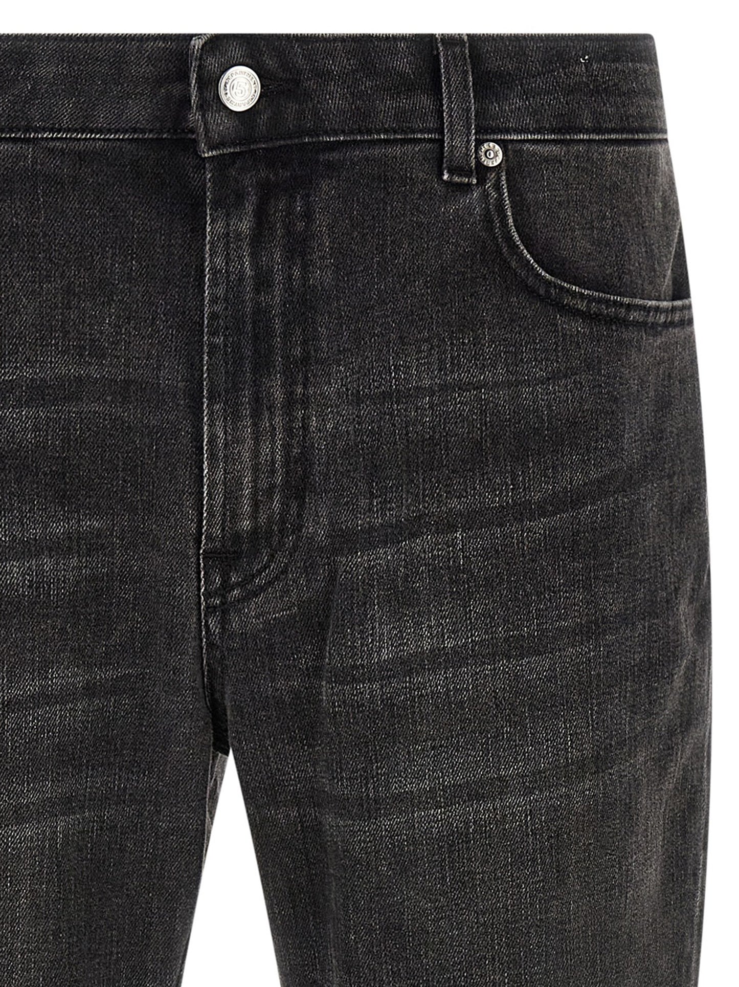 Black Cotton Straight-Leg Jeans