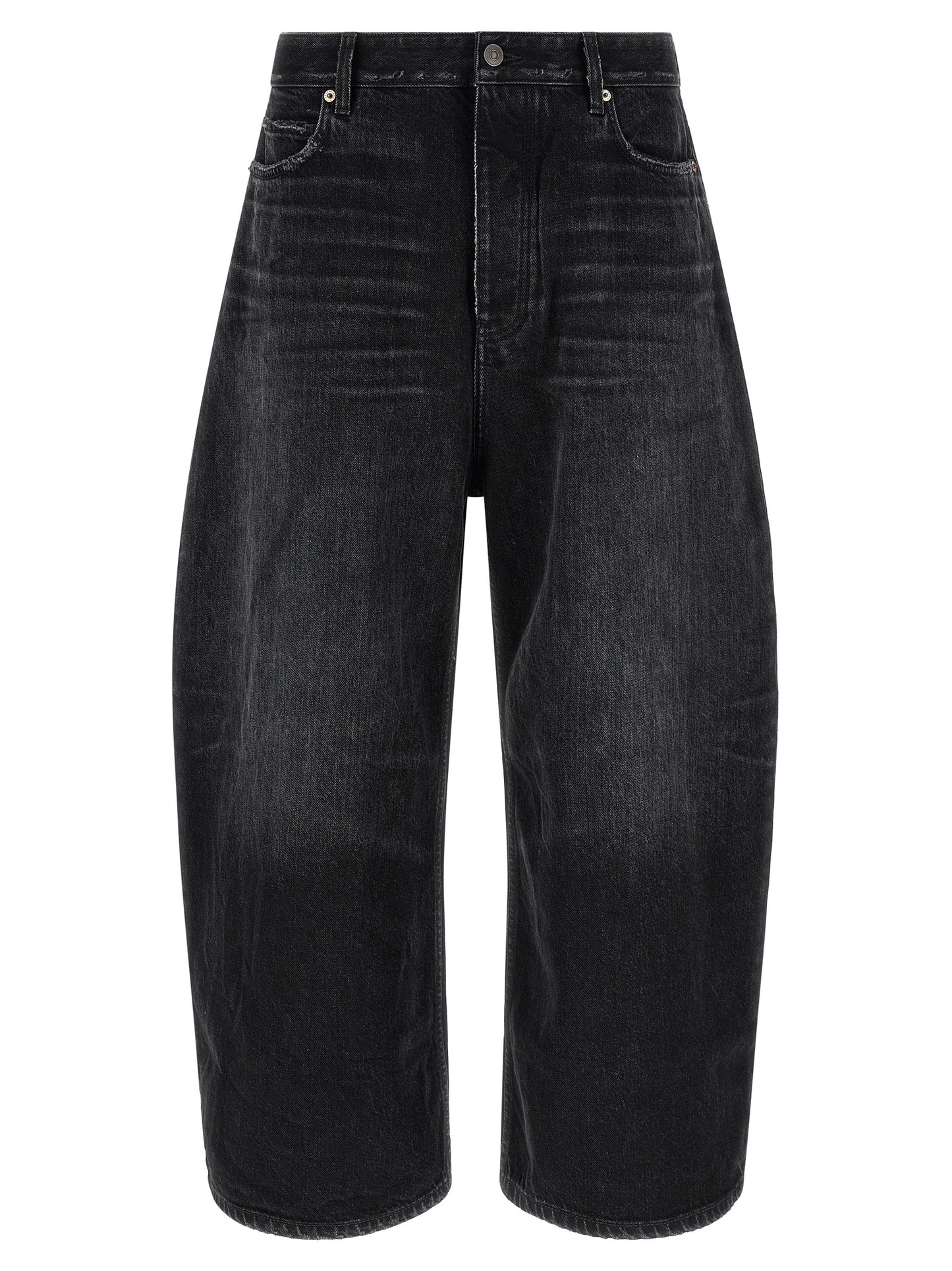 Black Cotton Cropped Jeans