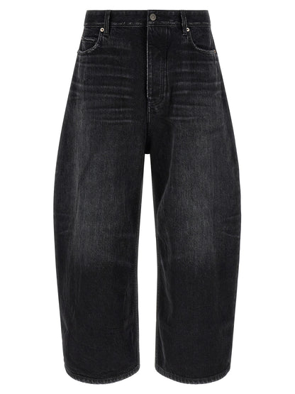 Black Cotton Cropped Jeans