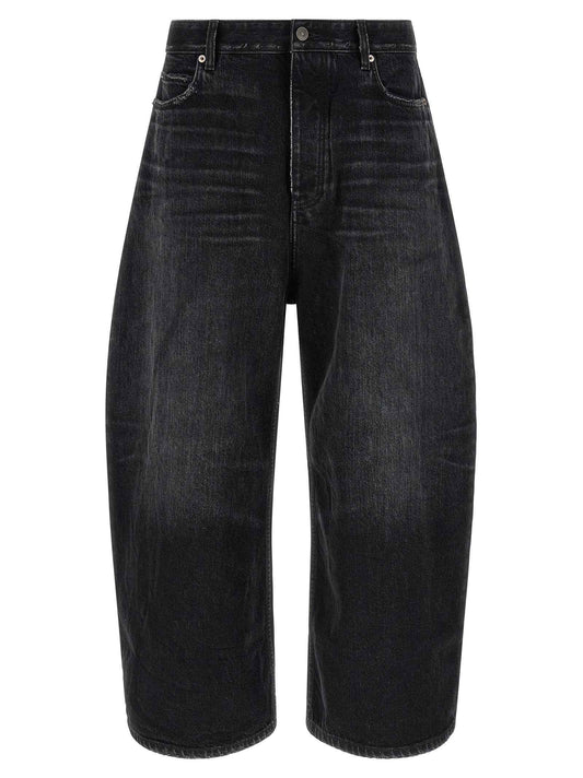 Black Cotton Cropped Jeans