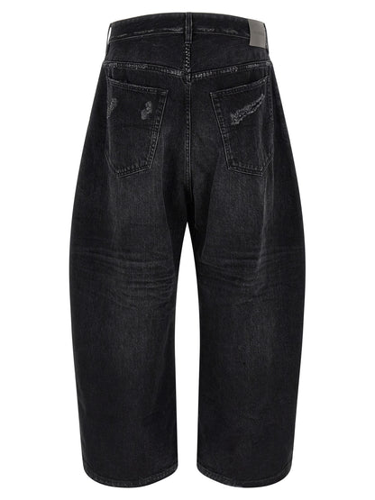 Black Cotton Cropped Jeans