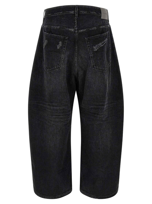 Black Cotton Cropped Jeans