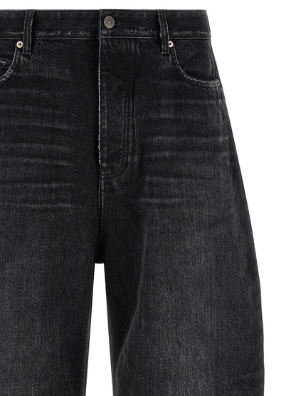 Black Cotton Cropped Jeans